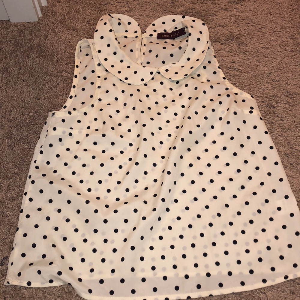 Polka Dot Collared Tank Top